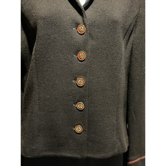 Vtg St John 2pc Skirt Suit Dk Brown Santana Knit Button Front Jacket Size 2 - Picture 2 of 15